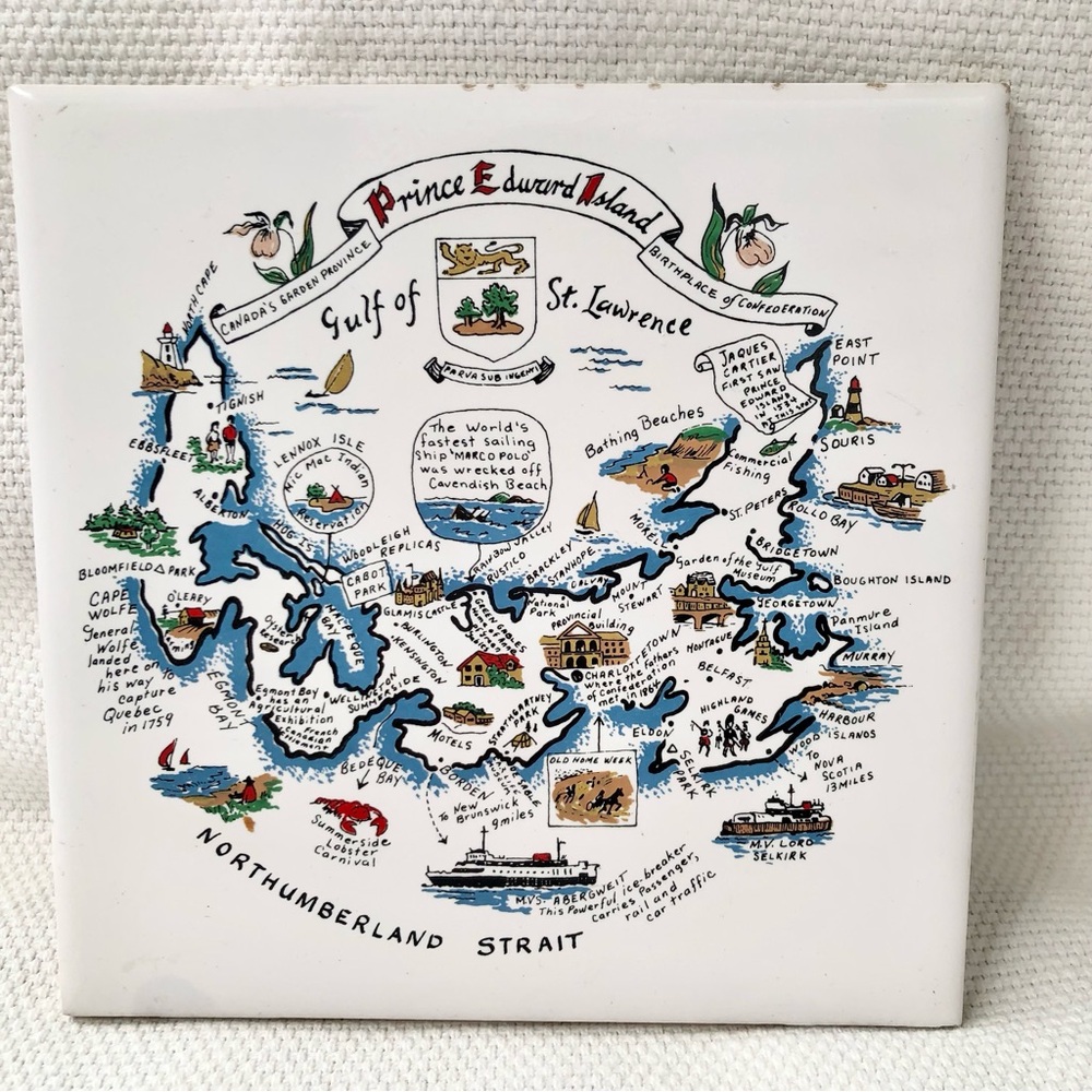Prince Edward Island Decorative Map Tile - trivet decor cork backing